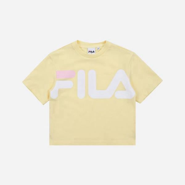 Camisetas Fila Menina Amarelas - Fila Bambini Crop Top S/S En Portugal,AGIW-60123